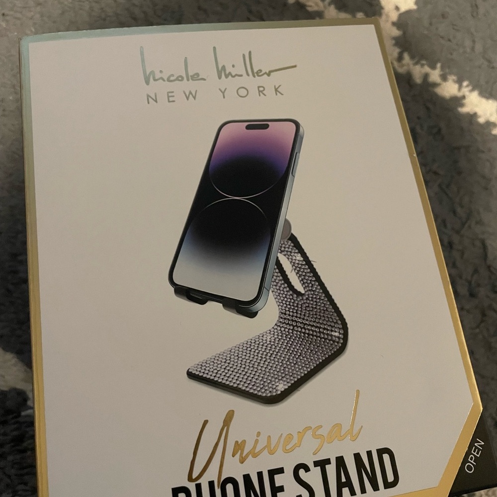 Nicole Miller Black and Silver Phone Stand